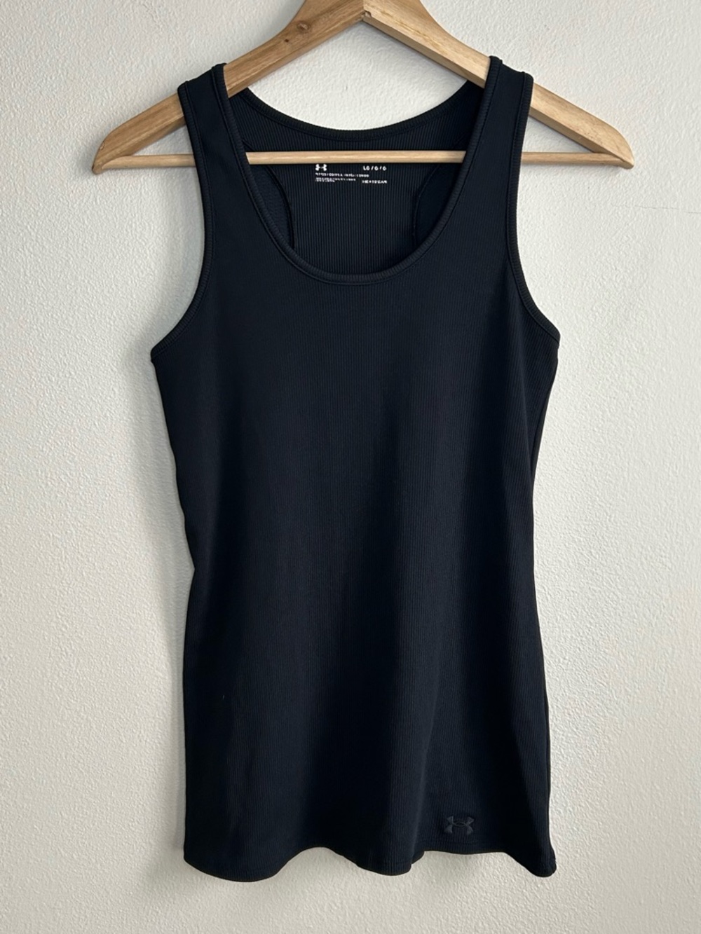 Under Armour Black Ribbed Embroidered Logo Tank Top Size L Large